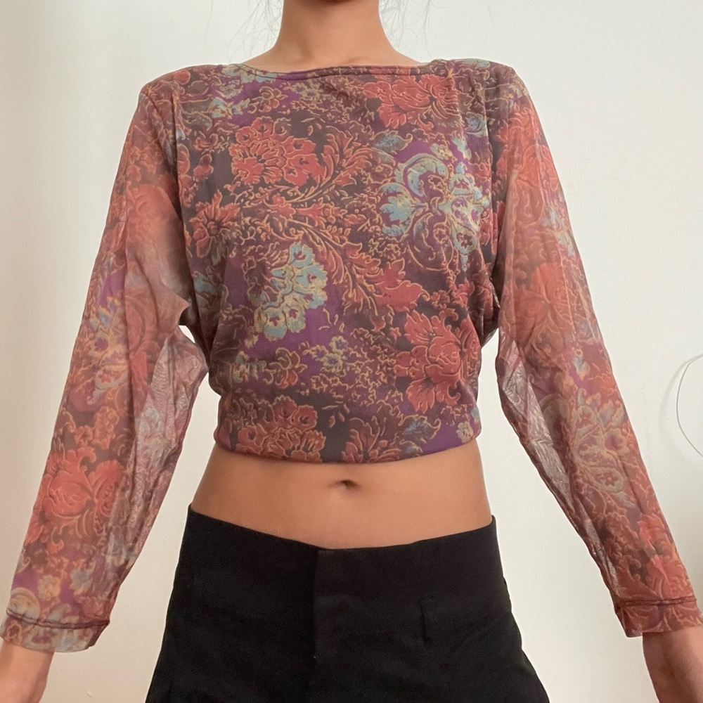 Vintage Floral Mesh Top